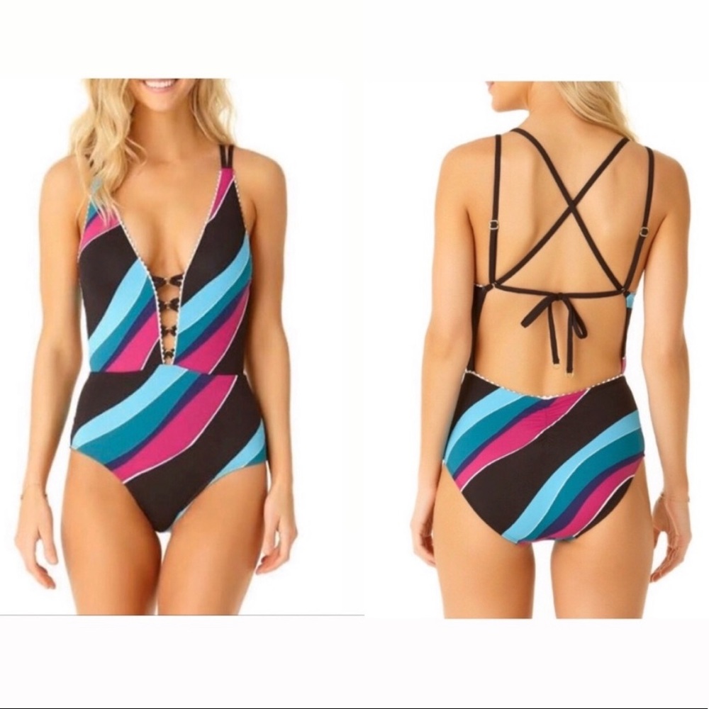 Cole of California Plunge Swimwear One Piece Pom Pom  Size 8 NWT - Picture 9 of 9